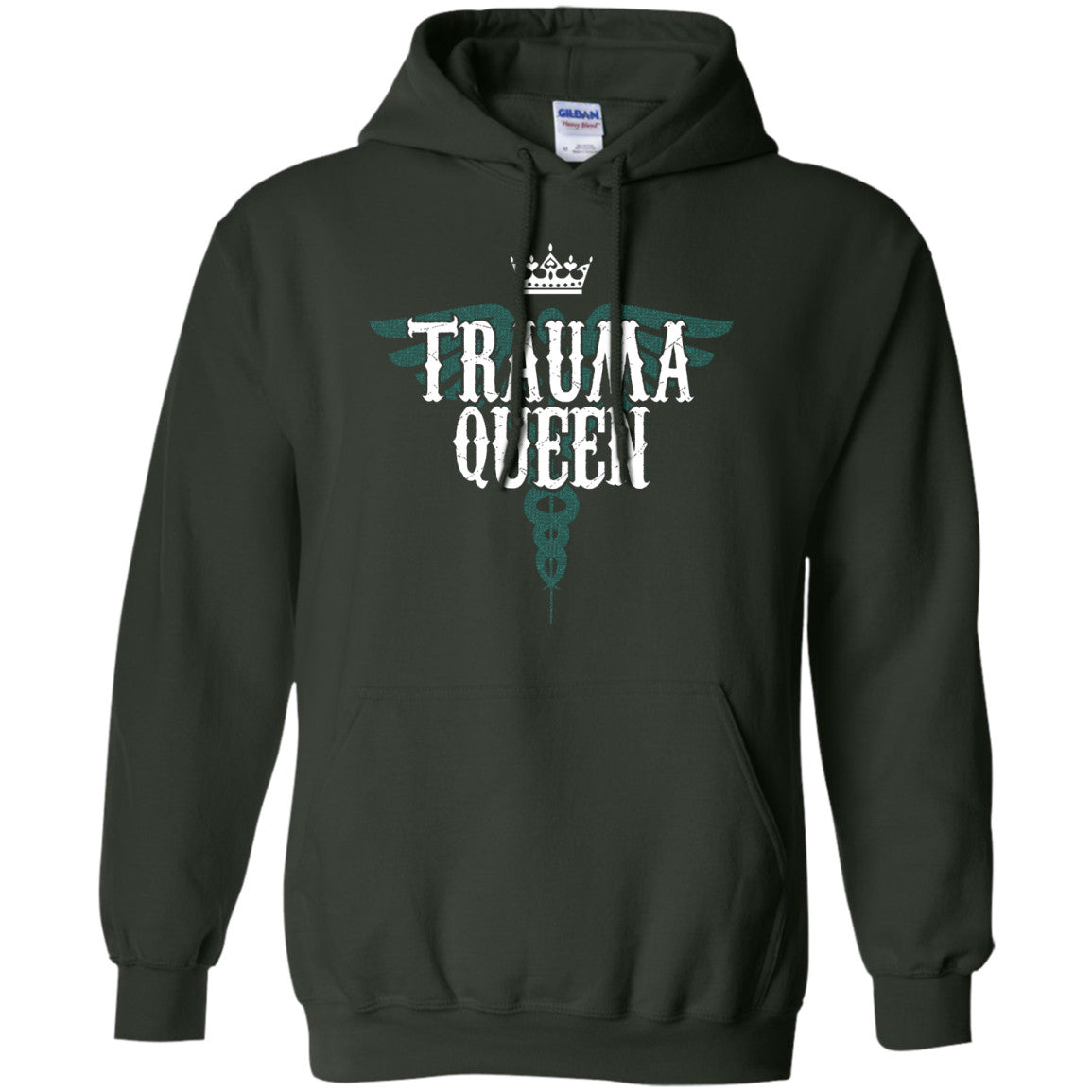 Trauma Queen Pullover Hoodie 8 oz - GoneBold.gift